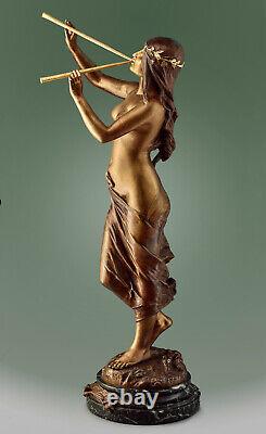 Sculpture bronze ancien Edouard Drouot Muse des bois Art Nouveau