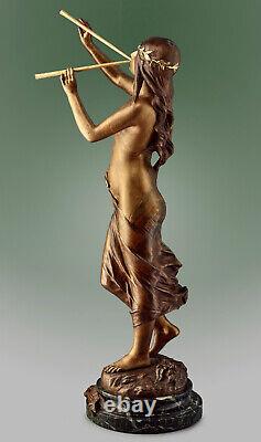 Sculpture bronze ancien Edouard Drouot Muse des bois Art Nouveau