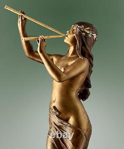 Sculpture bronze ancien Edouard Drouot Muse des bois Art Nouveau