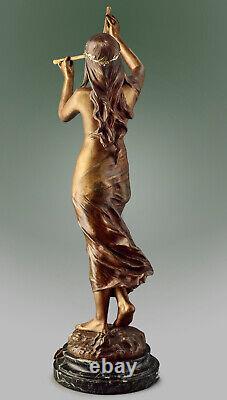 Sculpture bronze ancien Edouard Drouot Muse des bois Art Nouveau