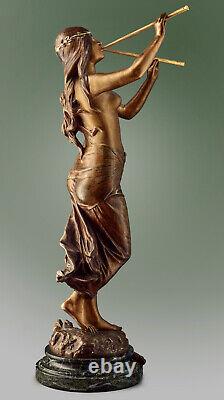 Sculpture bronze ancien Edouard Drouot Muse des bois Art Nouveau