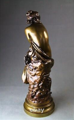 Sculpture bronze ancien La Frileuse par Mathurin Moreau fin XIXème