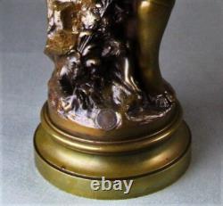 Sculpture bronze ancien La Frileuse par Mathurin Moreau fin XIXème