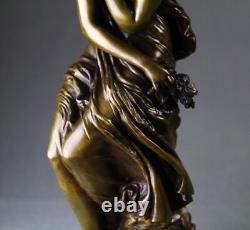 Sculpture bronze ancien La Frileuse par Mathurin Moreau fin XIXème