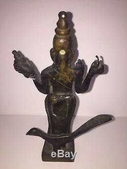 Sculpture bronze ancienne statue divinité SHIVA INDRA Asie inde 17cm XIX god