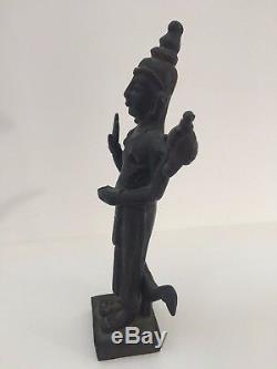 Sculpture bronze ancienne statue divinité SHIVA INDRA Asie inde 17cm XIX god