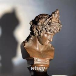 Sculpture buste de Dionysos en bronze artisanale, statue grecque ancienne