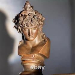 Sculpture buste de Dionysos en bronze artisanale, statue grecque ancienne
