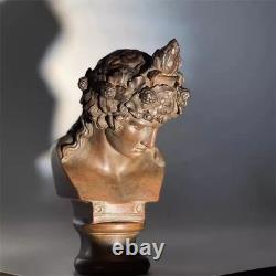Sculpture buste de Dionysos en bronze artisanale, statue grecque ancienne