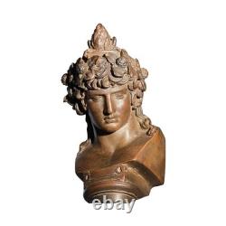 Sculpture buste de Dionysos en bronze artisanale, statue grecque ancienne