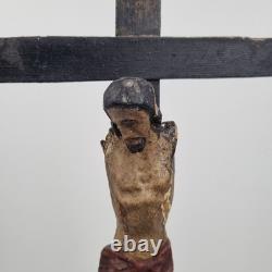 Sculpture, christ, bois, XIX ème, Polychrome, Croix, Ancien