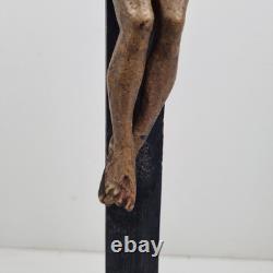 Sculpture, christ, bois, XIX ème, Polychrome, Croix, Ancien