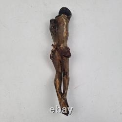 Sculpture, christ, bois, XIX ème, Polychrome, Croix, Ancien