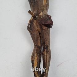 Sculpture, christ, bois, XIX ème, Polychrome, Croix, Ancien