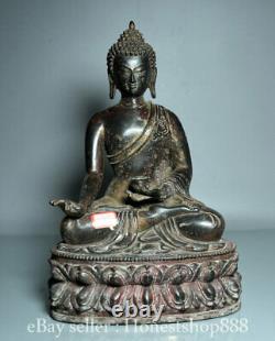 Sculpture de statue de Bouddha Amitabha en bronze chinois ancien de 13,2