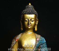 Sculpture de statue de bouddha Sakyamuni Tathagata en cuivre ancien de 12,2