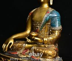 Sculpture de statue de bouddha Sakyamuni Tathagata en cuivre ancien de 12,2