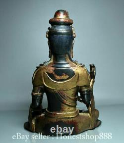 Sculpture de statue de déesse Kwan-yin Guan Yin en bronze chinois ancien de 11,6
