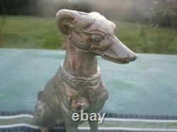 Sculpture de statuette ancienne Levrier métal argenté