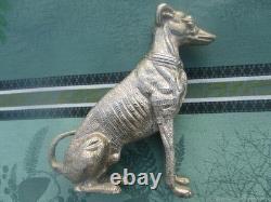 Sculpture de statuette ancienne Levrier métal argenté
