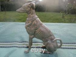 Sculpture de statuette ancienne Levrier métal argenté