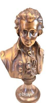 Sculpture en bronze ancien buste d'homme en bronze doré de style Louis XVI