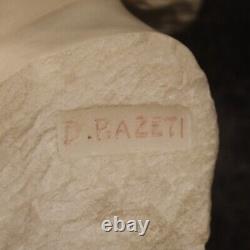 Sculpture en marbre italienne tête d'angelot statue signé style ancien 900 art
