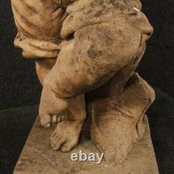 Sculpture française statue ciment enfant figure tambourin ancien 20ème siècle