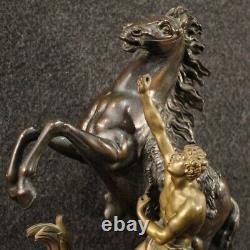 Sculpture française statue en bronze doré marbre style ancien Cheval 900