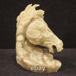 Sculpture italienne objet statue en onyx tête de cheval style ancien 900