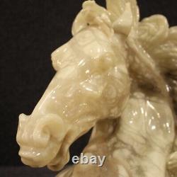 Sculpture italienne objet statue en onyx tête de cheval style ancien 900