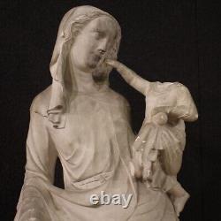 Sculpture religieuse Vierge avec l'enfant plâtre style ancien 20ème siècle 900