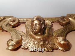 Sculpture statue ancienne 18 siècle bois sculpté doré ange putti feuille acanthe