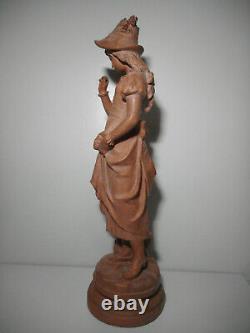 Sculpture statue ancienne 19 siècle biscuit terre cuite jeune femme signé David