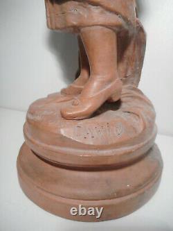 Sculpture statue ancienne 19 siècle biscuit terre cuite jeune femme signé David