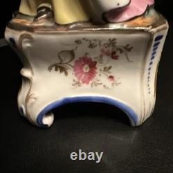 Sculpture statue encrier Porte Plume ancien en porcelaine de Paris XIX Éme