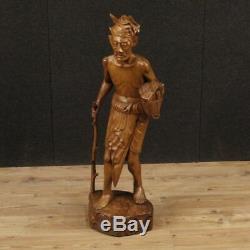 Sculpture statue indiana objet en bois vieux personnage style ancien 900