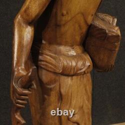 Sculpture statue indienne objet bois personnage style ancien 20ème siècle 900