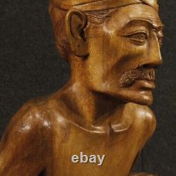 Sculpture statue indienne objet bois personnage style ancien 20ème siècle 900