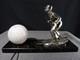 Sculpture Statue Lampe Ancienne Art D&eacute;co R&eacute;gule Skieur Ski Sport D'hivers Globe