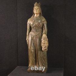 Sculpture terre cuite Judith et Holopherne statue religieuse style ancien 900