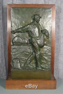 Semailles Le Paysan Sculpture Ancienne Bronze Signé Felix Desruelles Barbedienne