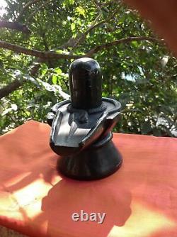 Shiva Lingam Sculpture Statue ancienne Marbre Noir Temple Hindou Dieu Serpent