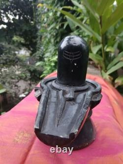 Shiva Statue Ancienne Marbre Noir Sculpture Shivalingam Inde Dieu Hindou Asie