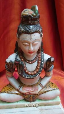 Shiva Statue ancien Serpent Dieu Hindou Temple Sculpture Fait main Inde Asie V