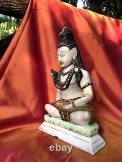 Shiva Statue ancienne indienne Serpent Marbre Figurine Sculpture Temple Inde E