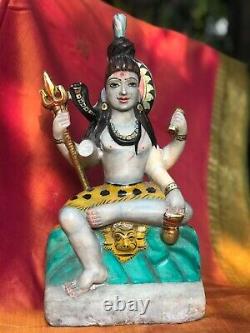 Shiva Statue ancienne indienne Serpent Marbre Figurine Sculpture Temple Inde Q