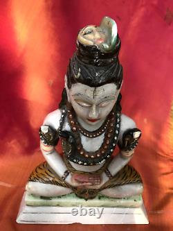 Shiva Statue ancienne indienne Serpent Marbre Figurine Sculpture Temple Inde Q