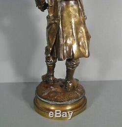 Soldat 1870 Fantassin Au Clairon Ancienne Sculpture Bronze Signé Charles Anfrie