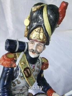 Soldat ancien porcelaine grenadier garde impériale 34 cm statue estampille